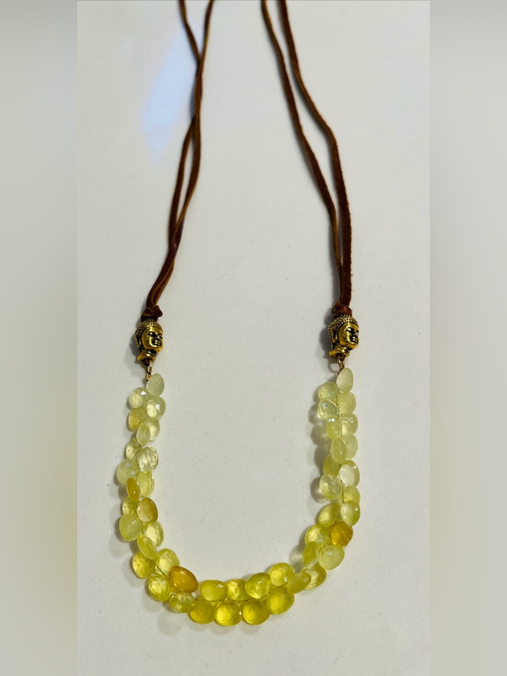 Beautiful Vintage Chan Luu String Necklace Buddha Charms Lemon Quartz Beads